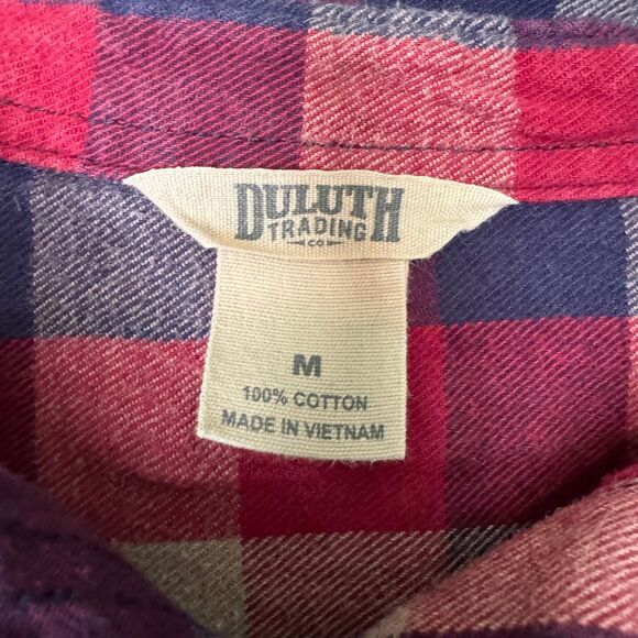 DULUTH TRADING CO woman's size medium M 100% cotton plaid flannel top shirt - Picture 11 of 12